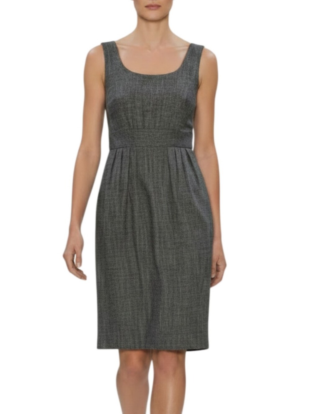 Kay Unger New York Gray Pleated Sheath Dress Size 6 Career Quiet Luxury Cocktail